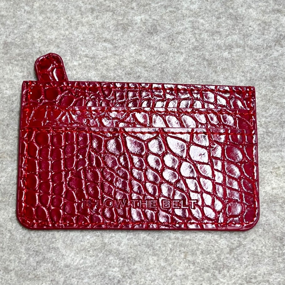 B-Low The Belt Red Croc Embossed Leather Card Holder Zip Wallet LN B4